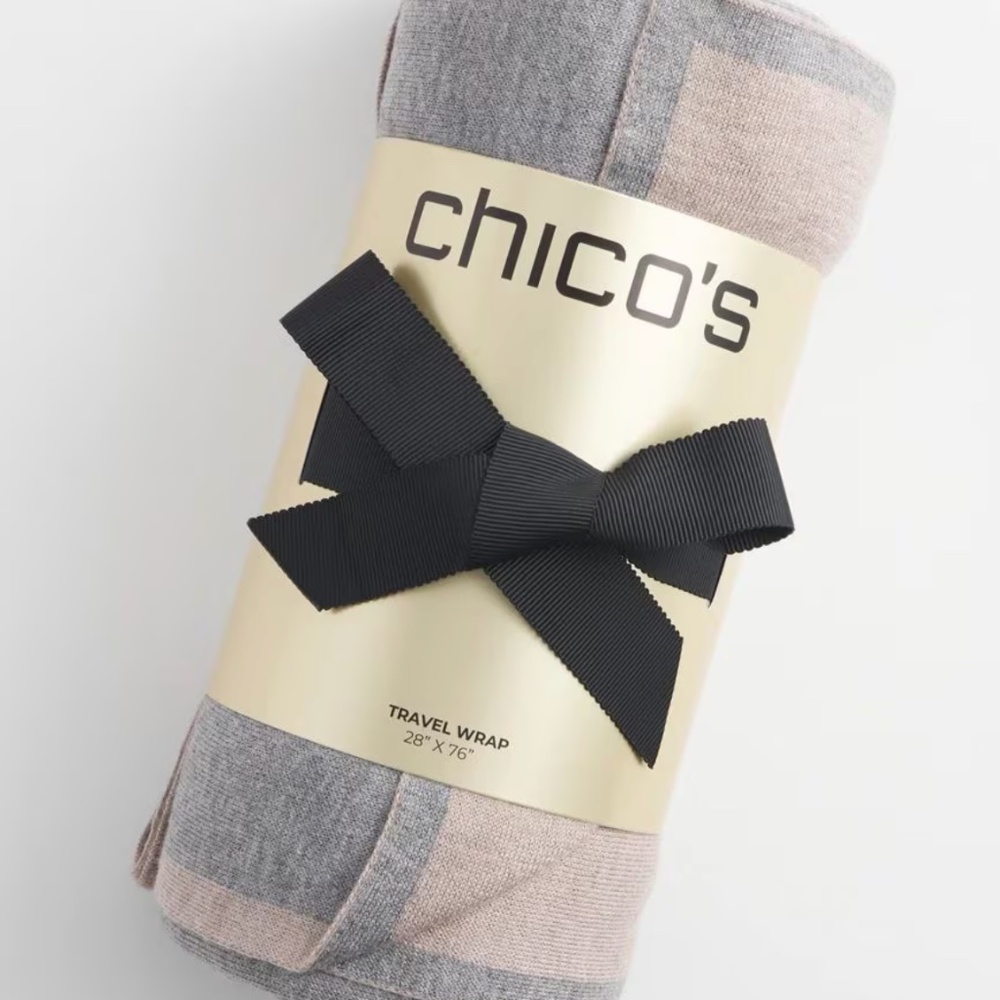 Chico’s Reversible Knit Travel Wrap Moonshade Gray Heather 28” x 76” NWT NEW